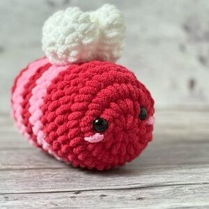 Handmade Valentine Plush Crochet Amigurumi – Chenille Yarn – One of a Kind